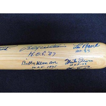 Cooperstown Signed Bat by 8 Players Kiner/Herman/Brock/Irvin JSA Authenticated