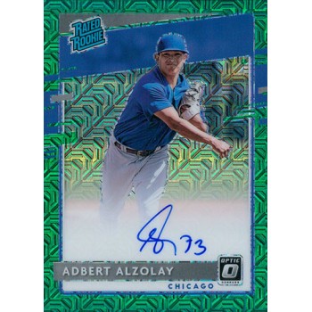 Adbert Alzolay Signed 2020 Donruss Optic Rated Prospect Green Prizm Card RPS /99