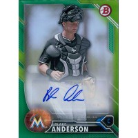 Blake Anderson Miami Marlins Signed 2016 Bowman Prospect Green Card #PA-BA /99