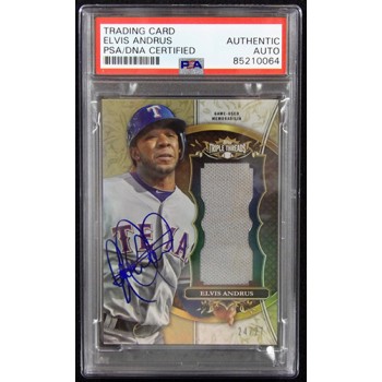 Elvis Andrus Signed 2013 Topps Triple-Threads Relic Card #TTUJR-EA3 PSA Authen