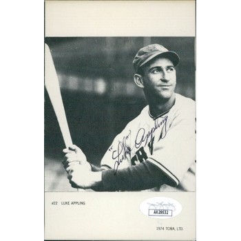 Luke Appling Chicago White Sox Signed 1974 TCMA 3.5x5.5 Card JSA Authenticated Luke Appling Chicago White Sox Signed 1974 TCMA 3.5x5.5 Card JSA Authenticated