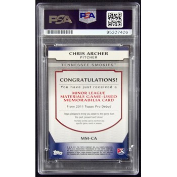 Chris Archer Signed 2011 Topps Pro Debut Relic Card #MM-CA PSA Authenticated