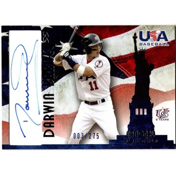 Darwin Barney Signed 2007 USA Baseball National Signature Blue Ink /275 #A-8