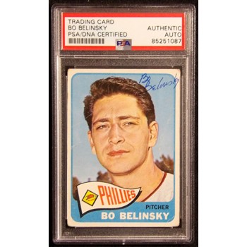 Bo Belinsky Philadelphia Phillies Signed 1965 Topps Card #225 PSA Authenticated