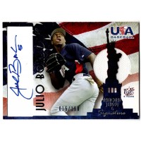 Julio Borbon Signed 2007 USA Baseball National Jersey Signature Blue /150 #AJ-3