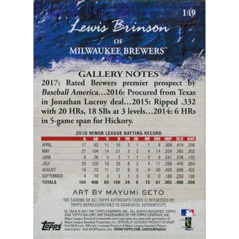 Lewis Brinson Milwaukee Brewers Signed 2017 Topps Gallery Rookie Card #149