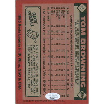 Tom Browning Cincinnati Reds Signed 1986 Topps Jumbo Card #16 JSA Authenticated Tom Browning Cincinnati Reds Signed 1986 Topps Jumbo Card #16 JSA Authenticated