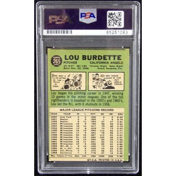 Lou Burdette California Angels Signed 1967 Topps Card #265 PSA Authenticated