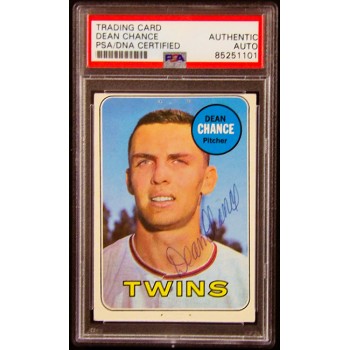 Dean Chance Minnesota Twins Signed 1969 Topps Card #620 PSA Authenticated