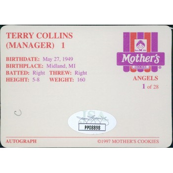 Terry Collins Anaheim Angels Signed 1997 Mother's Cookies Card JSA Authenticated