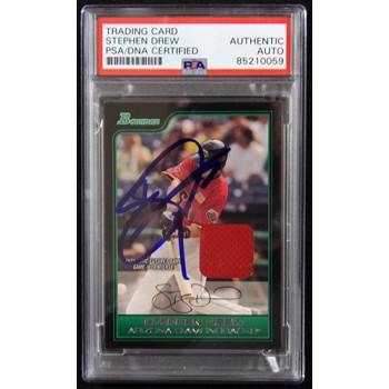 Stephen Drew Signed 2006 Bowman Draft Futures Game Relic Card #FG23 PSA Authen