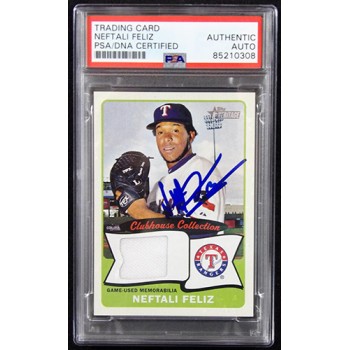 Neftali Feliz Signed 2014 Topps Heritage Clubhouse Relic Card #CCR-NF PSA Authen