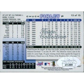Chuck Finley Angels Signed 1997 Pinnacle Score Card #13 JSA Authenticated