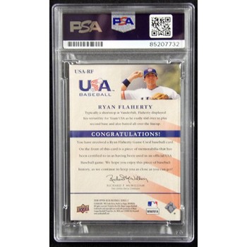 Ryan Flaherty Signed 2008 Upper Deck USA Baseball Relic Card #USA-RF PSA Authen