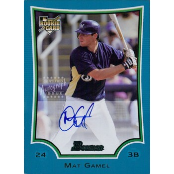 Mat Gamel Milwaukee Brewers Signed 2009 Bowman Blue Card #225 66/500