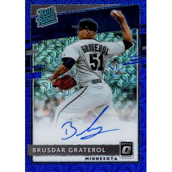 Brusdar Graterol Signed 2020 Donruss Optic Rated Rookies Blue Prizm Card 1/99