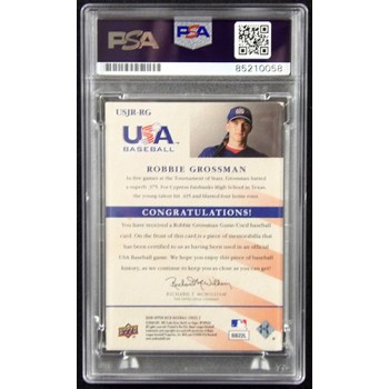 Robbie Grossman Signed 2008 Upper Deck USA Baseball Relic Card #USJR-RG PSA Auth