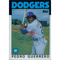 Pedro Guerrero Los Angeles Dodgers Signed 1986 Topps Jumbo Card #27 JSA Authen