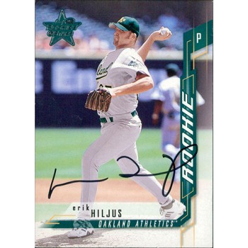 Erik Hiljus Oakland A's Signed 2001 Leaf Rookies & Stars Card #162 JSA Authentic