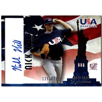 Nick Hill Signed 2007 USA Baseball National Signature Blue Ink /275 #A-13