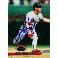 Rex Hudler Cardinals Signed 1993 Topps Stadium Club Card #113 JSA Authenticated