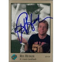 Rex Hudler Cardinals Signed 1992 Leaf Studio Card #92 JSA Authenticated