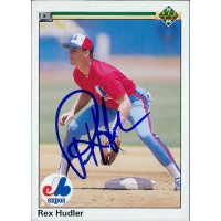 Rex Hudler Montreal Expos Signed 1990 Upper Deck Card #411 JSA Authenticated