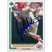 Rex Hudler SL Cardinals Signed 1991 Upper Deck Card #482 JSA Authenticated