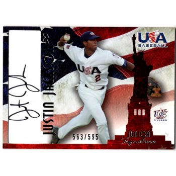 Justin Jackson Signed 2007 USA Baseball Junior Signature Card #A-31 /595