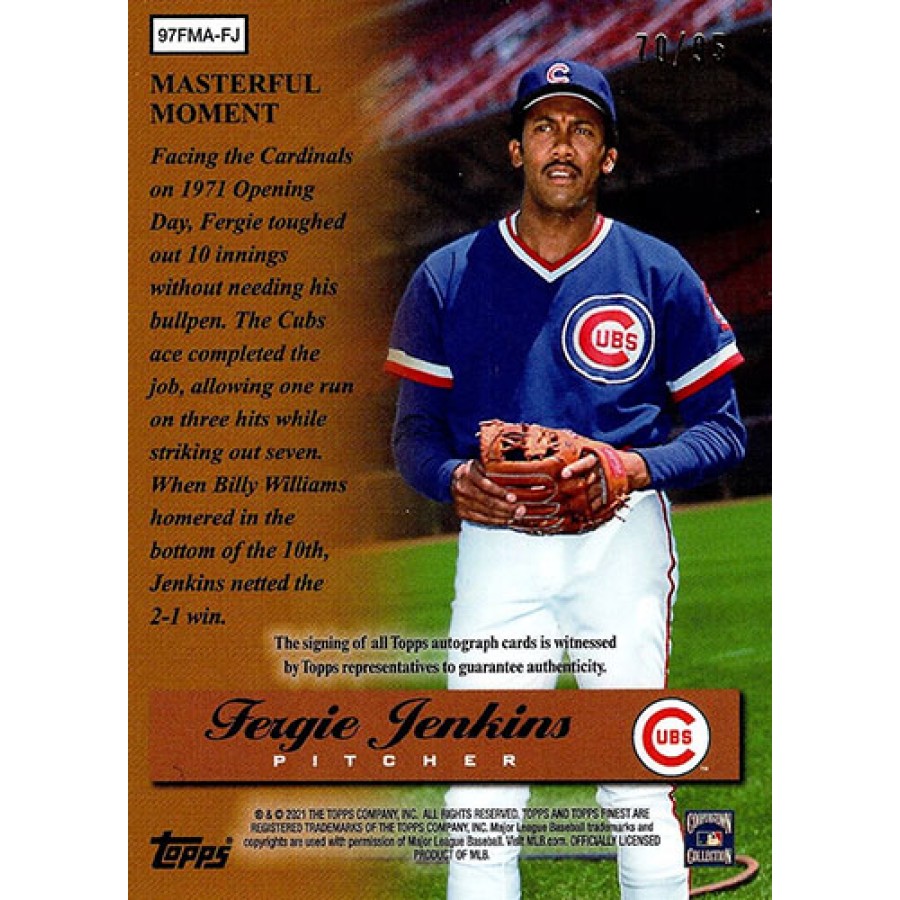 Ferguson Jenkins Autograph Card Certified Authentic Sage Sportkings #A11  27/50 Chicago Cubs HOF baseball Fergie Jenkins COA hall of fame
