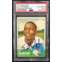 Lou Johnson Sweet Milwaukee Braves Signed 1963 Topps Card #238 PSA Authenticated