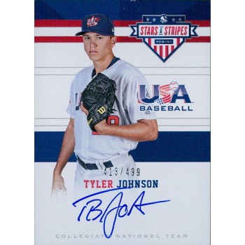 Tyler Johnson Signed 2017 Panini USA Baseball Stars & Stripes Card /499 #5