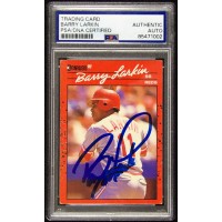 Barry Larkin Cincinnati Reds Signed 1990 Donruss Card #71 PSA Authenticated