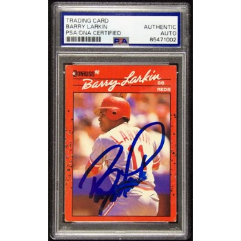 Barry Larkin Cincinnati Reds Signed 1990 Donruss Card #71 PSA Authenticated