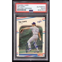 Tim Leary Los Angeles Dodgers Signed 1988 Fleer Card #521 PSA Authenticated