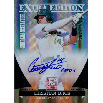 Christian Lopes Signed 2011 Donruss Elite Extra Edition Baseball Card /486 #77