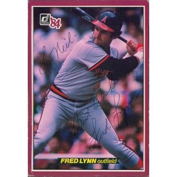 Fred Lynn California Angels Signed 1984 Donruss Jumbo Card #27 JSA Authenticated