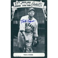 Ted Lyons Chicago White Sox Signed 1973 TCMA 3.5x5.5 Card JSA Authenticated Ted Lyons Chicago White Sox Signed 1973 TCMA 3.5x5.5 Card JSA Authenticated