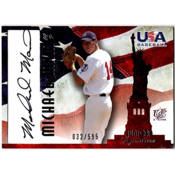 Michael Main Signed 2007 USA Baseball Junior Signature Black Ink /595 #A-33