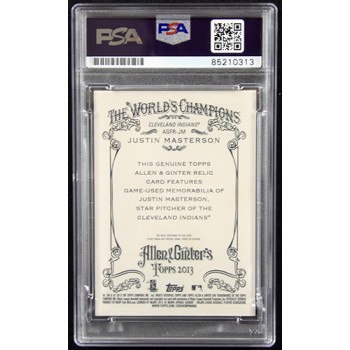 Justin Masterson Signed 2013 Topps Allen & Ginter's Relic Card #AGFR-JM PSA Auth