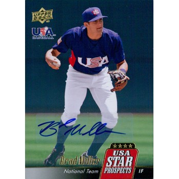 Brad Miller Signed 2009 Upper Deck Signature Stars Baseball Card #USA-A33
