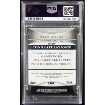 Brad Miller Signed 2010 Topps USA Baseball Relic Card #USAR-34 PSA Authentic