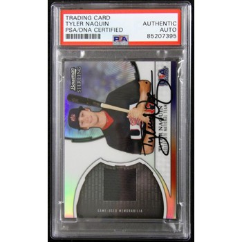 Tyler Naquin Signed 2011 Bowman Sterling USA Baseball Relic Card #USAR-TN PSA