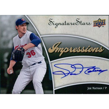Joe Nathan Twins Signed 2009 UD Signature Stars Impressions Card #IMP-JN