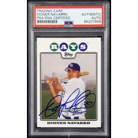 Dioner Navarro Tamp Bay Rays Signed 2008 Topps Card #418 PSA Authenticated