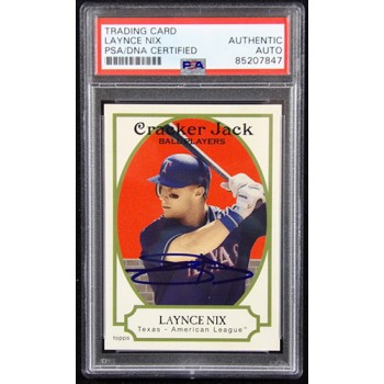 Laynce Nix Rangers Signed 2005 Topps Cracker Jack Card #68 PSA Authenticated