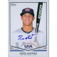 Dom Nunez Signed 2011 Topps USA Baseball Team Card #USA-A34