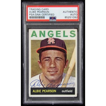 Albie Pearson Los Angeles Angels Signed 1964 Topps Card #110 PSA Authenticated