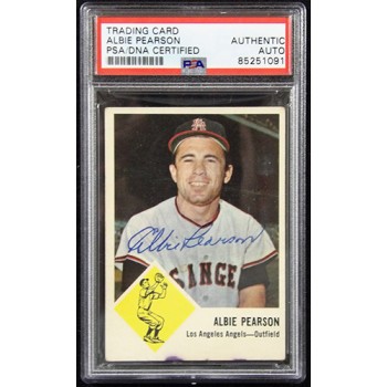 Albie Pearson Los Angeles Angels Signed 1963 Fleer Card #19 PSA Authenticated