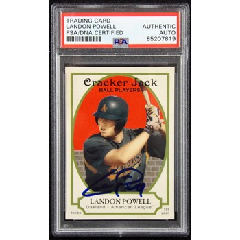 Landon Powell A's Signed 2005 Topps Cracker Jack Card #207 PSA Authenticated